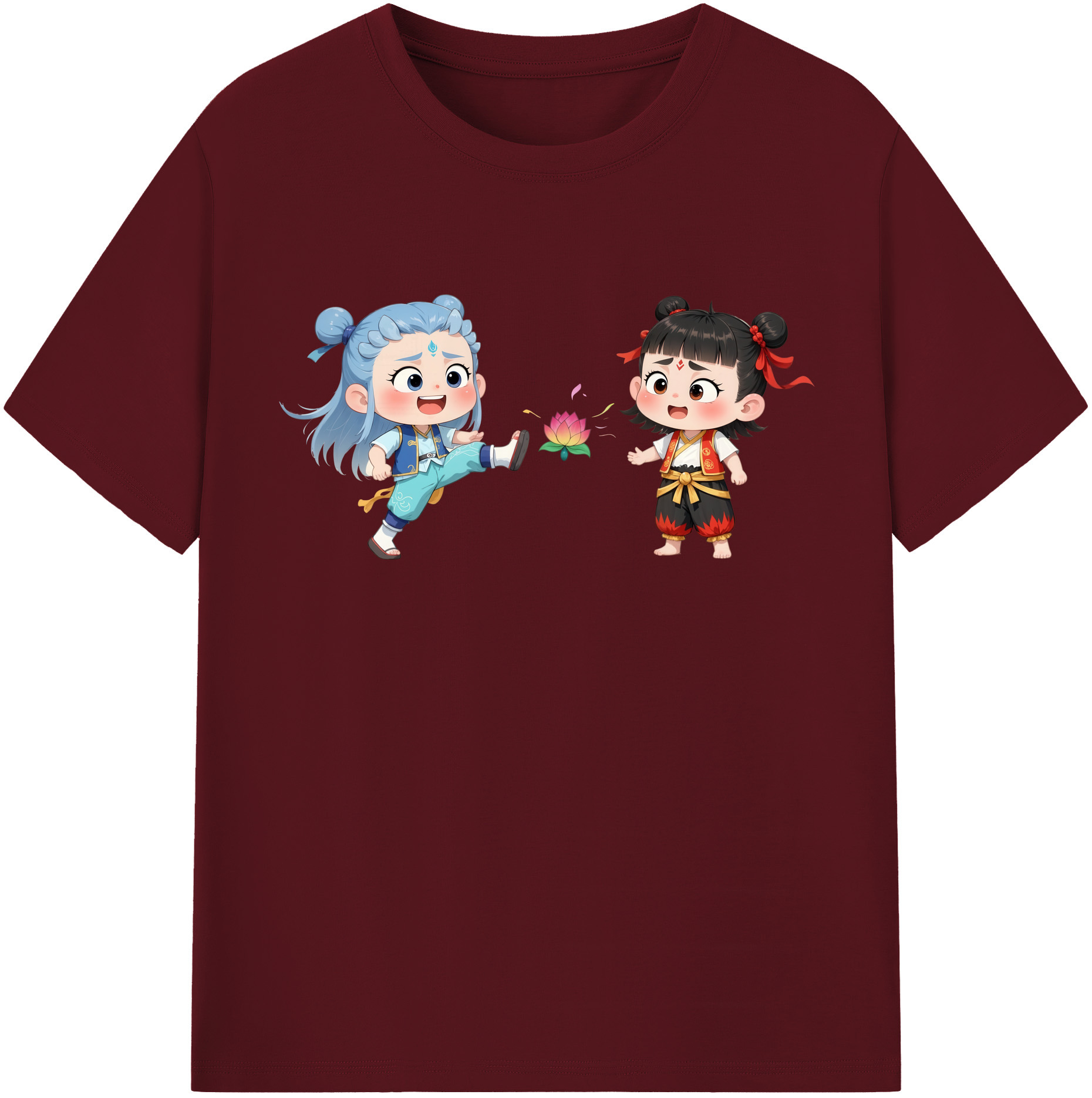 （画像用） Ne Zha 2 ナタ 魔童の大暴れ 綿100％半袖Tシャツ（フロントプリント）